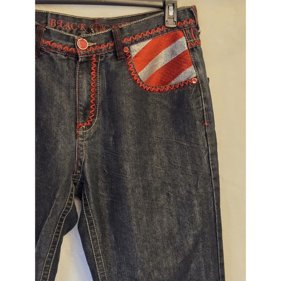 Black Carpet Mens Jeans 36×34 Black With Decorated Pockets Authentic Quality Y2K - Picture 3 of 15